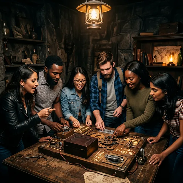 Team playing escape room